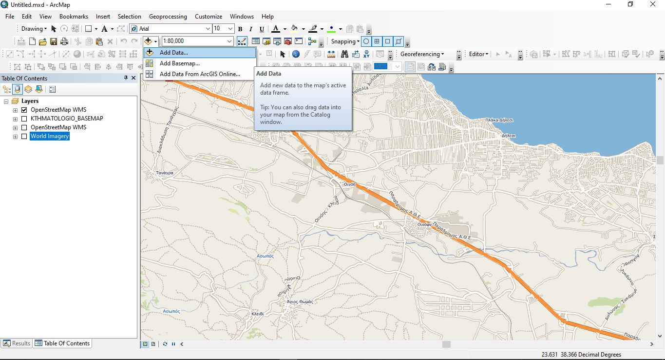 Παράδειγμα Φόρτωσης Υποβάθρου OpenStreetMap